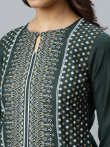 Green Printed Cotton Kurta