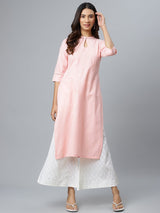 Pink Printed Cotton Kurta