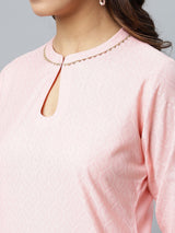 Pink Printed Cotton Kurta