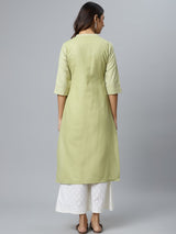Green Printed Cotton Kurta
