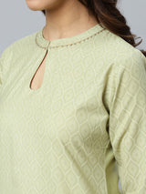 Green Printed Cotton Kurta