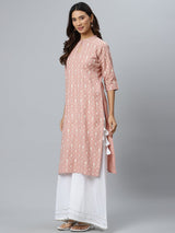 Pink Printed Cotton Kurta