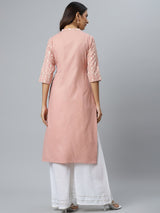 Pink Printed Cotton Kurta