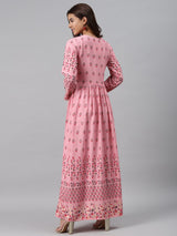 Pink Printed Rayon Dress