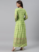 Green Printed Rayon Dress