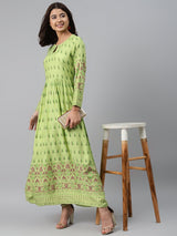 Green Printed Rayon Dress