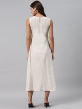 Beige Striped Cotton Dress