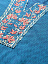Blue Solid Cotton Kurta