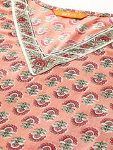 Peach Printed Cotton Kurta