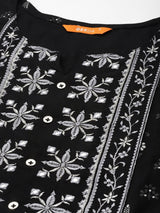 Black Printed Rayon Dress