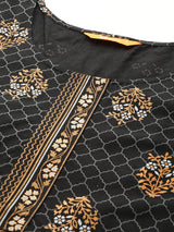 Black Printed Rayon Kurta