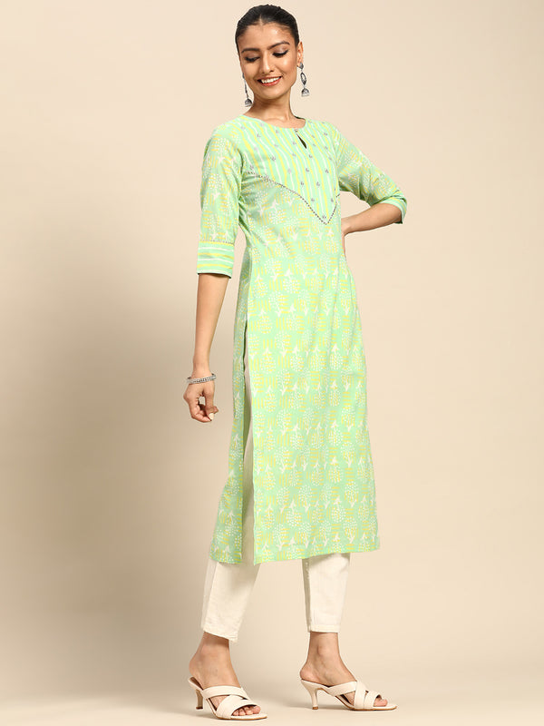 Green Yoke Design Cotton Kurta
