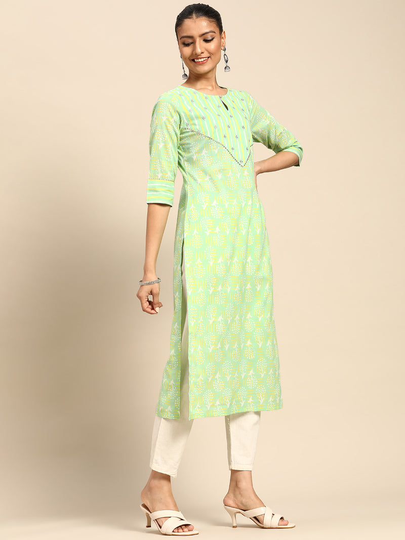 Green Yoke Design Cotton Kurta
