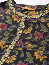 Multicoloured Printed Rayon Kurta