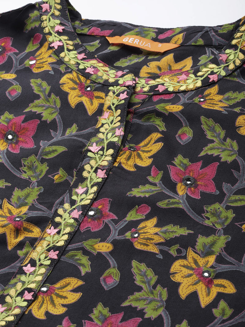 Multicoloured Printed Rayon Kurta