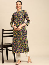 Multicoloured Printed Rayon Kurta