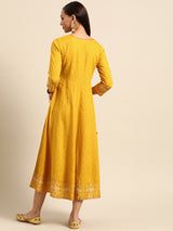 Yellow Printed Rayon Dress