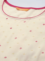 Off White Printed Rayon Dress