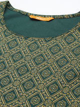Teal Printed Rayon Dress