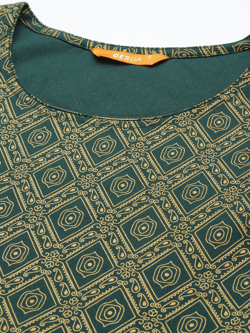 Teal Printed Rayon Dress