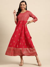 Pink Printed Rayon Dress
