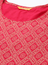 Pink Printed Rayon Dress