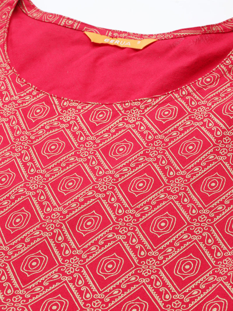 Pink Printed Rayon Dress