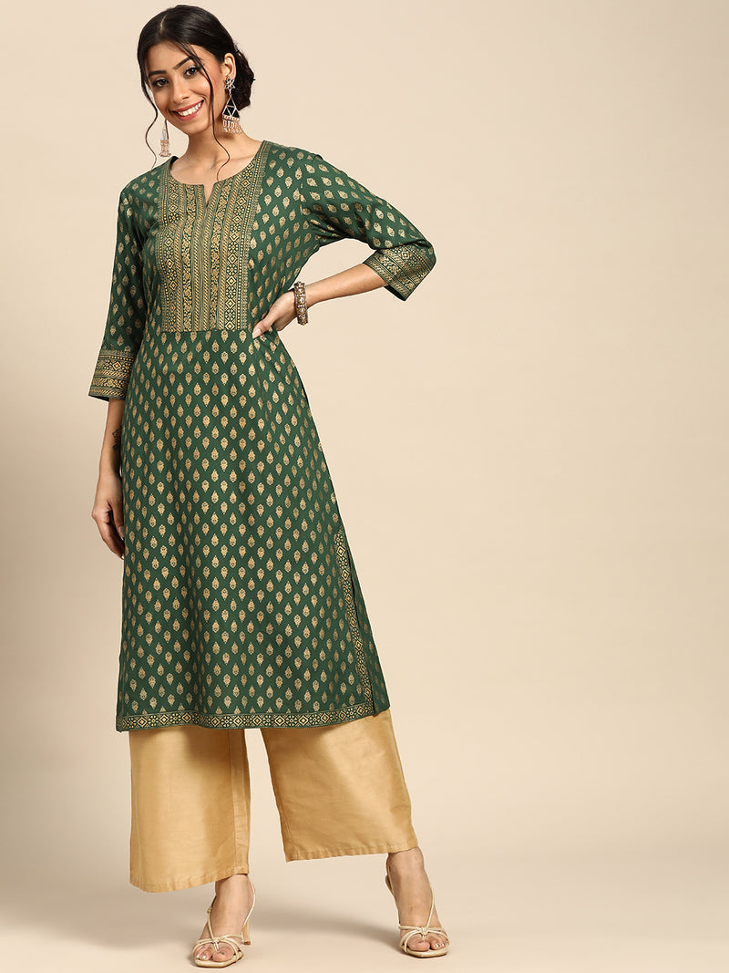 Green Yoke Design Rayon Kurta