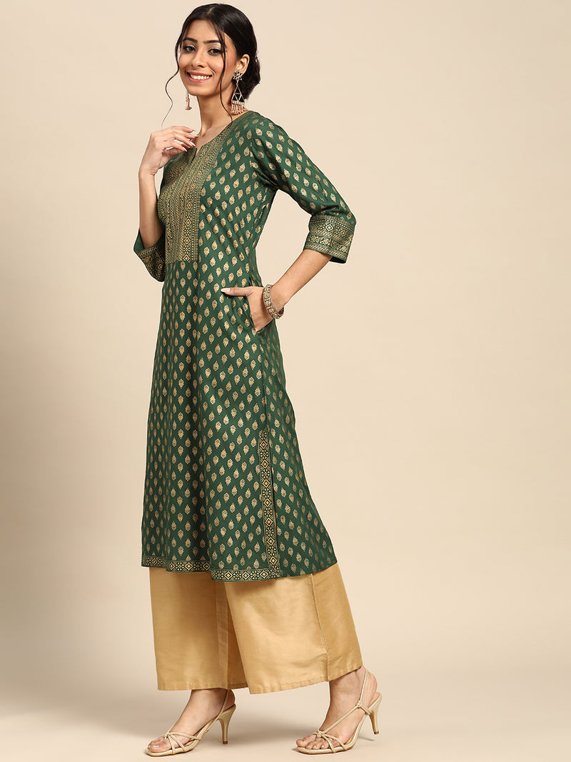 Green Yoke Design Rayon Kurta