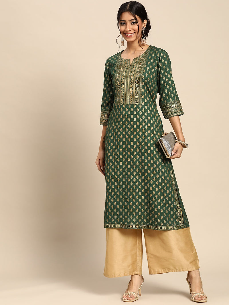Green Yoke Design Rayon Kurta
