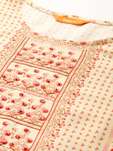 Yellow Printed Rayon Kurta