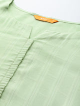 Green Printed Rayon Kurta