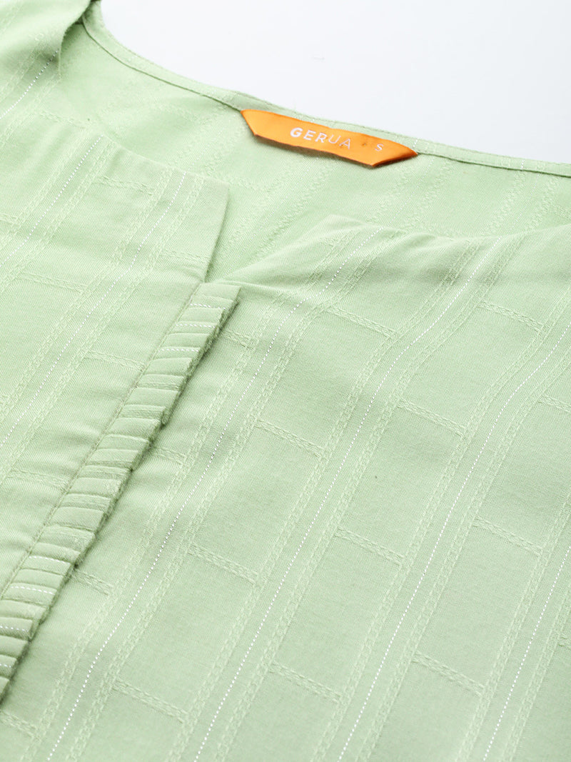 Green Printed Rayon Kurta