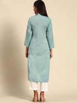 Green Solid Cotton Kurta