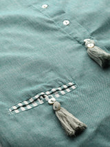 Green Solid Cotton Kurta