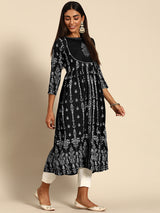 Black Yoke Design Rayon Kurta