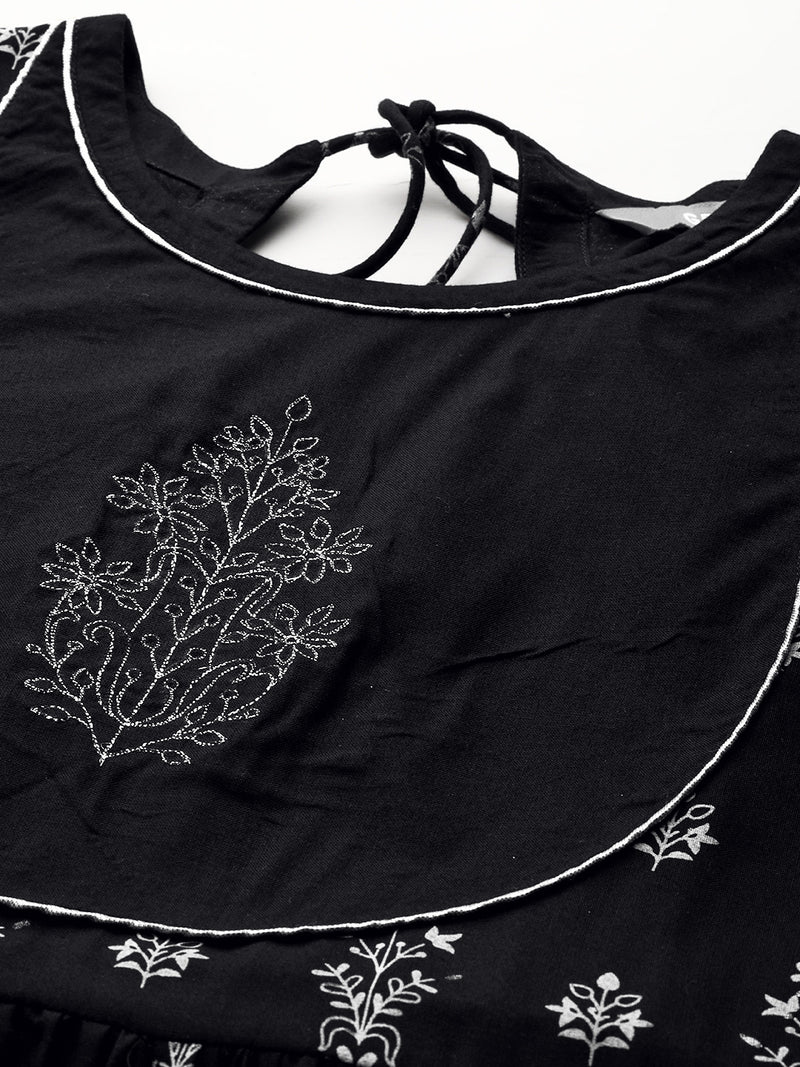 Black Yoke Design Rayon Kurta