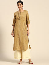 Mustard Striped Cotton Kurta