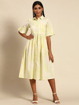 Off White Printed Cotton Dress