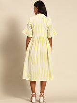 Off White Printed Cotton Dress