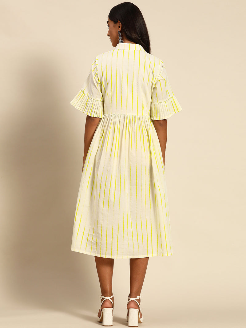 Off White Printed Cotton Dress