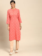 Coral Printed Rayon Kurta