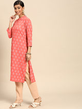 Coral Printed Rayon Kurta