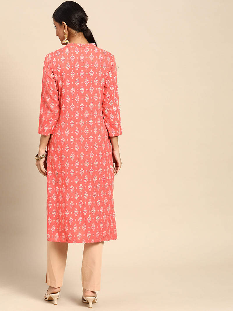 Coral Printed Rayon Kurta