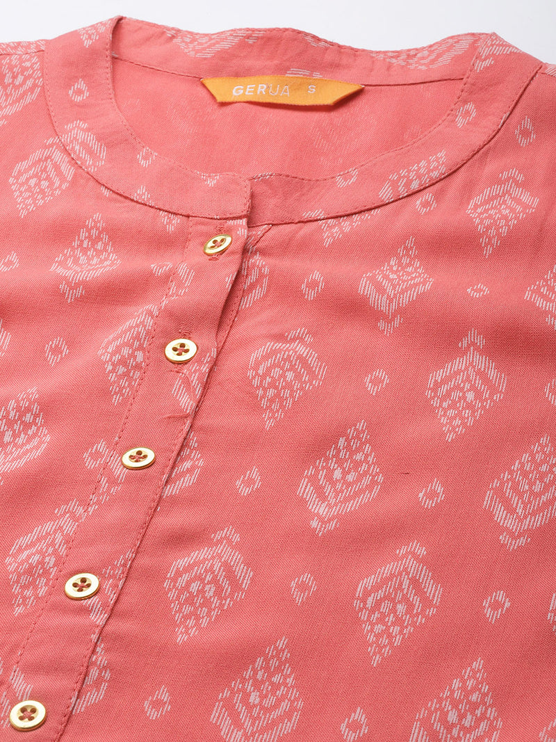 Coral Printed Rayon Kurta