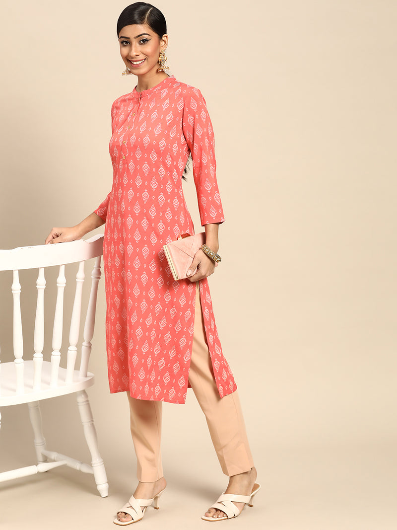 Coral Printed Rayon Kurta
