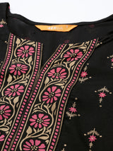 Black Printed Rayon Kurti