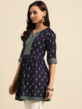 Blue Printed Rayon Kurti