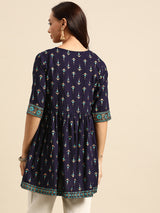 Blue Printed Rayon Kurti