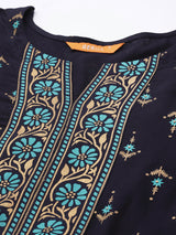 Blue Printed Rayon Kurti